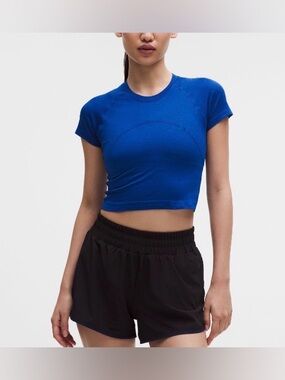 Lululemon Swiftly Cropped Short Sleeve Sz 6 Blue NWT